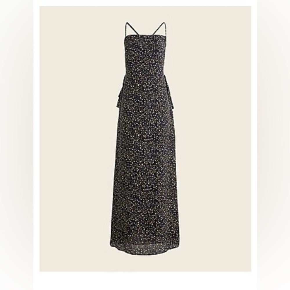 J. Crew ruffle back celestial stars Navy Maxi Dress size 8